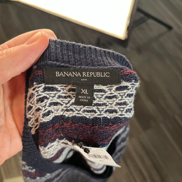 NWT Banana Republic Men's Wool blend Fair Isle crewneck Sweater XL NEW - Picture 6 of 6